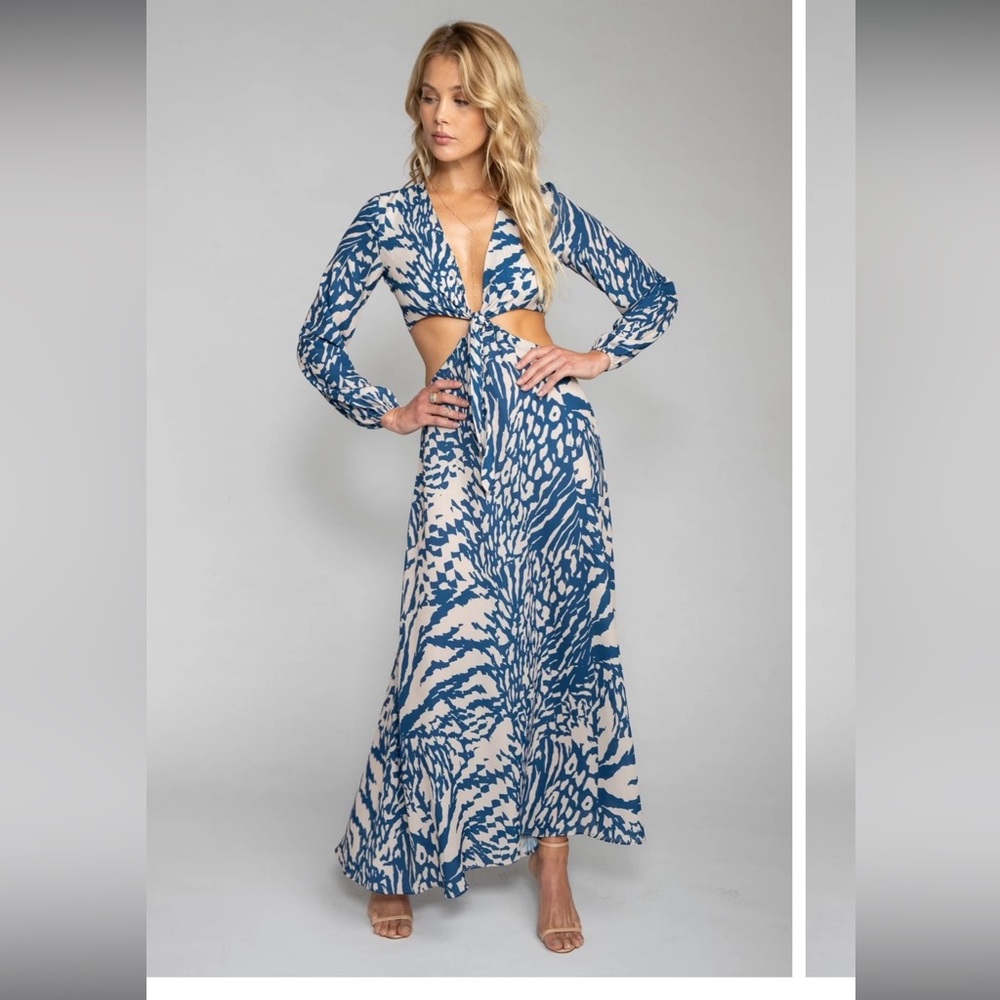 RESA Blue and White Maxi Dress - Picture 2 of 6